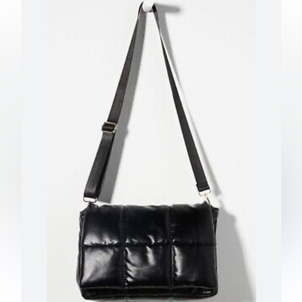 Anthropologie Edison Fold over Puffy Bag Black
